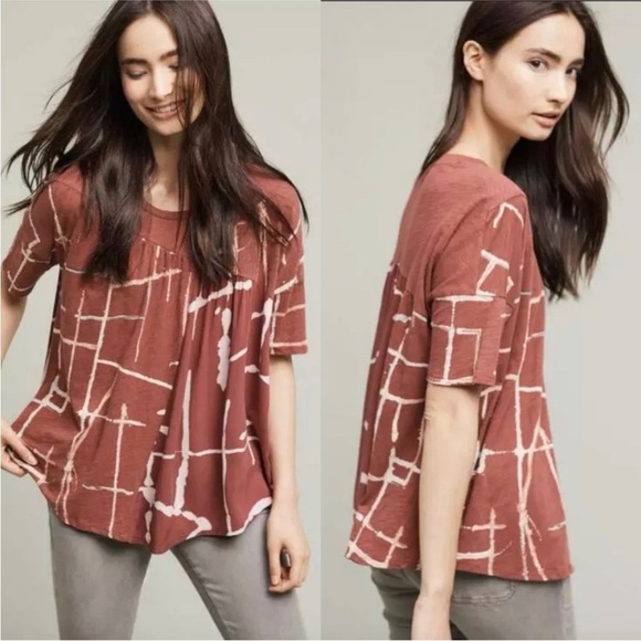 ANTHROPOLOGIE Akemi + Kin Light Streaks Tee Medium - Picture 1 of 11